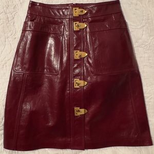 Tory Burch Bianca Leather Skirt Red Cordovan Size 2 NWT